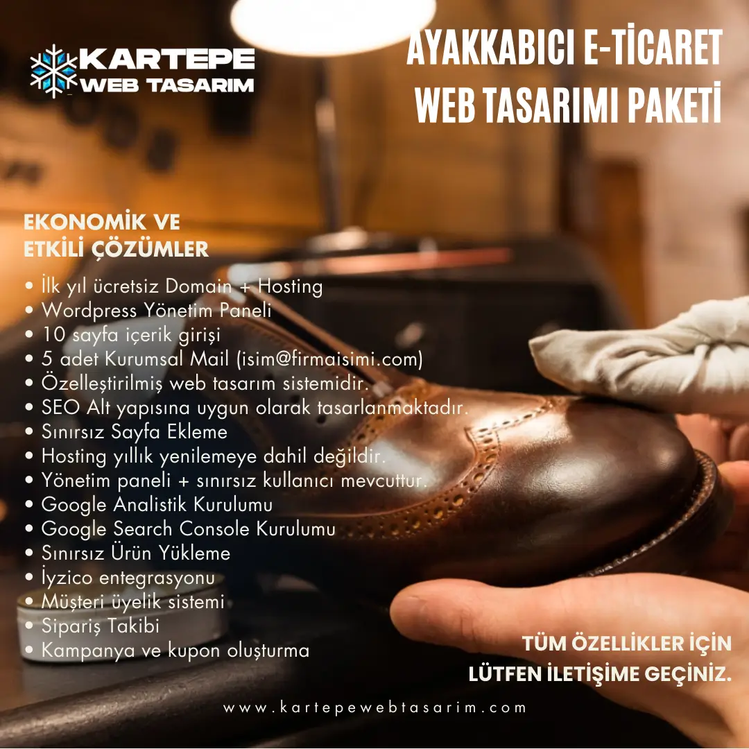 Ayakkabıcı E-Ticret Web Tasarım Paketi 1 Ayakkabıcı Kurumsal Web Tasarım Paketi Ayakkabıcı E-ticaret Web Tasarım Paketi izmit gebze darıca derince gölcük kartepe başiskele çayırova körfez kandıra karamürsel dilovası (5).png